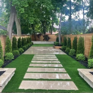 Backyard interlocking services in Stouffville, image by OAKS Home Services