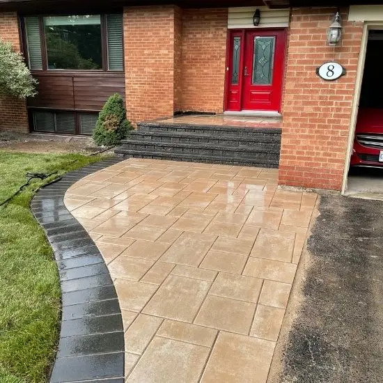 Interlocking Driveway Extension with Porch, Steps & Sodding