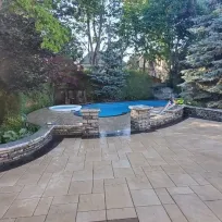 backyard patio interlocking job backyard patio interlocking job