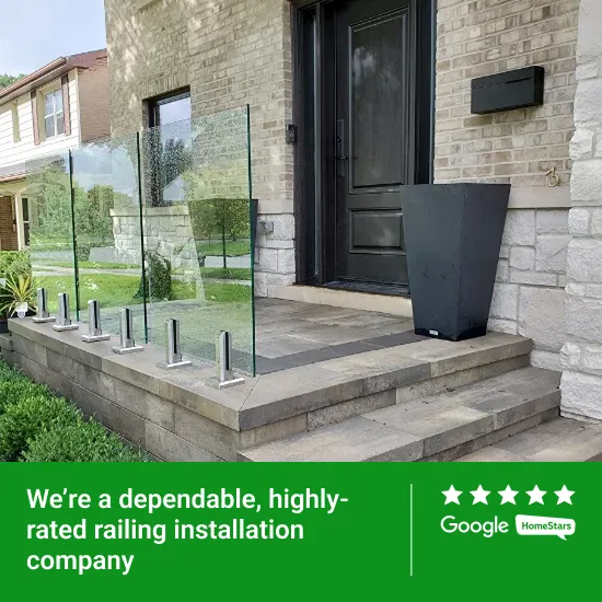 captivating-driveway-design-1 Outdoor railings Toronto with glass panels and stone pavers, image by Oaks Home Services