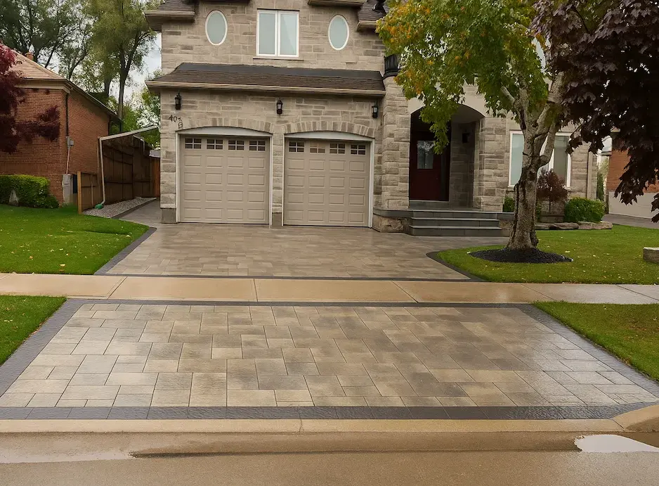 Interlocking driveway with stone pavers in Forest Hill, image by oakshs.ca