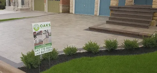 Interlocking experts driveway and front steps installation, image by oakshs.ca
