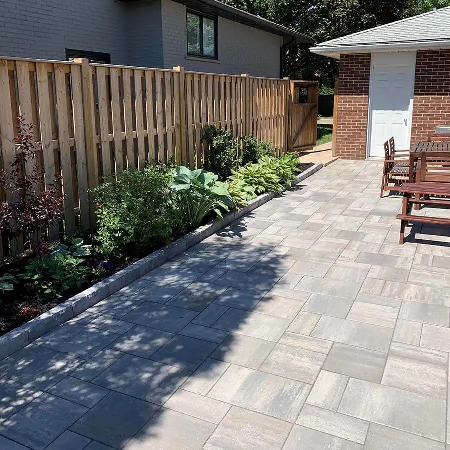 Backyard interlocking in Pickering, image by OAKS Home Services
