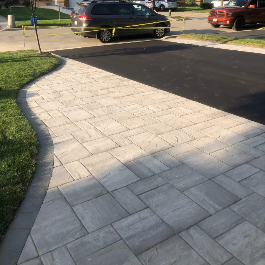 Driveway interlocking services in Kleinburg, image by OAKS Home Services