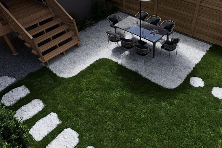 Interlocking patio with deck, image by OAKS Home Services