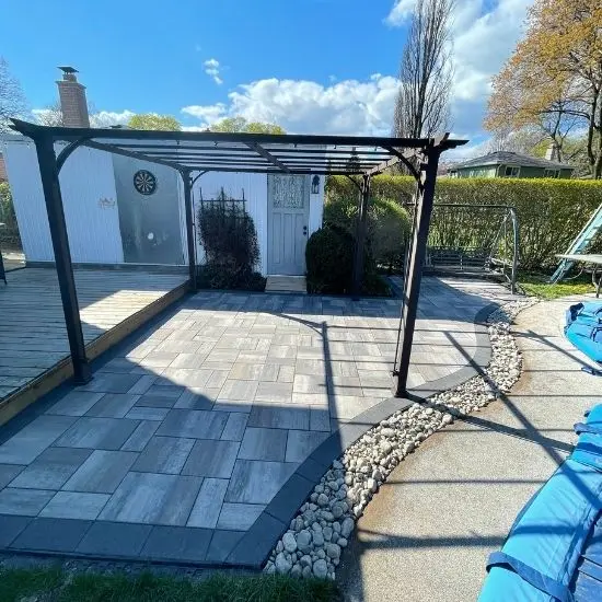 Poolside Interlocking Patio Installation in Scarborough