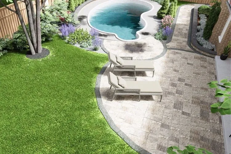 Composite Deck Builders curved backyard interlocking patio