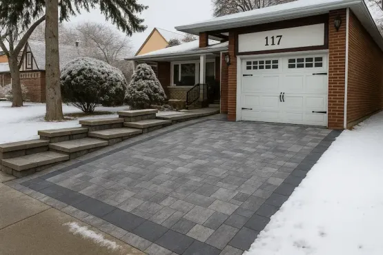 Heated driveway hydronic system installation, image by oakshs.ca