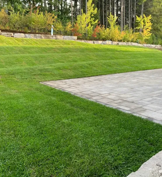 Artificial grass backyard beside patio, image by oakshs.ca