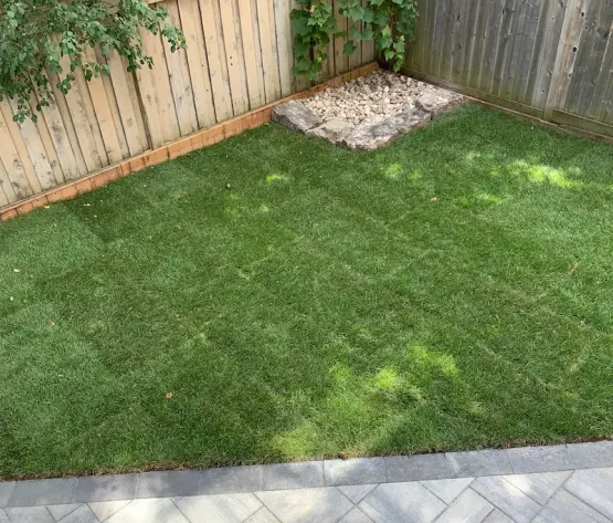 Toronto artificial grass with patio steps, image by oakshs.ca