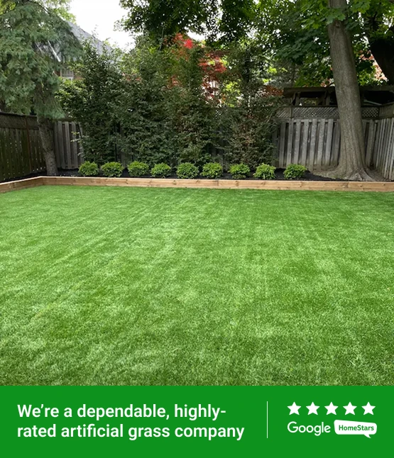Artificial turf installation in Toronto yard, image by oakshs.ca