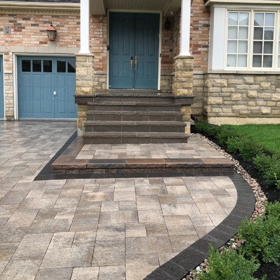 Home entryway with natural stone steps.