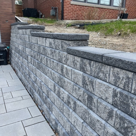 Stone wall from a retaining wall project by Oaks.