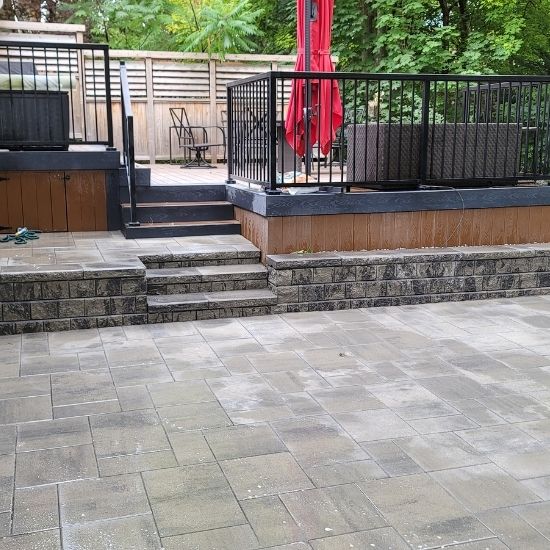 interlocking patio porch with steps design and installation in north york