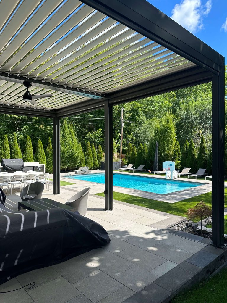 Pergola Installation With Interlocking Stone Pergola Installation With Interlocking Stone