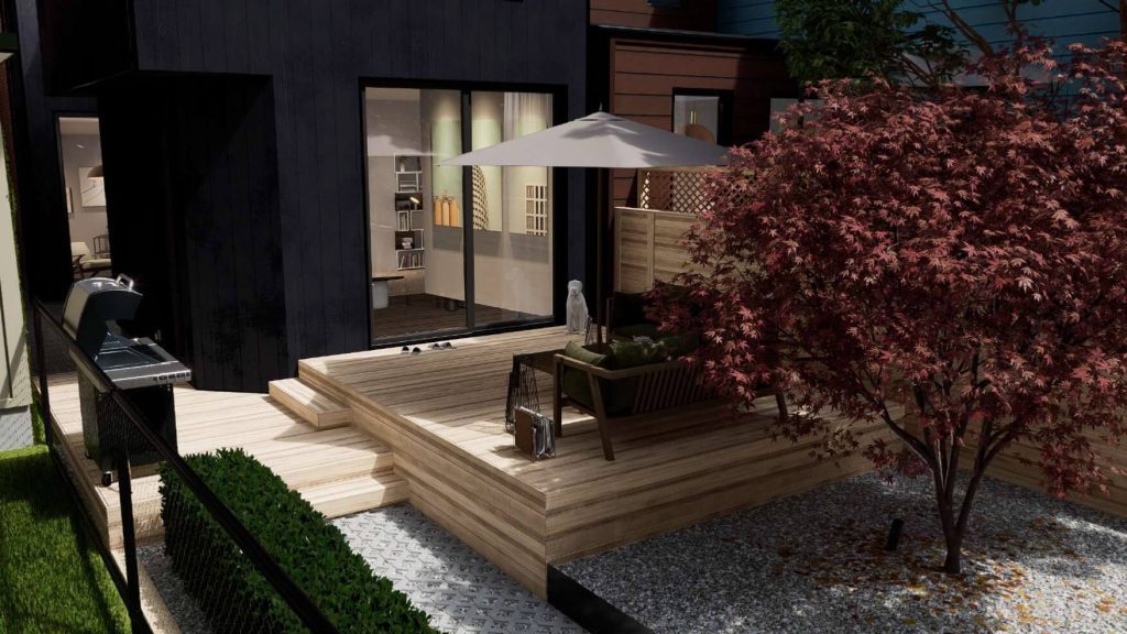 backyard deck landscape designer