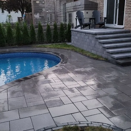 backyard pool patio interlocking