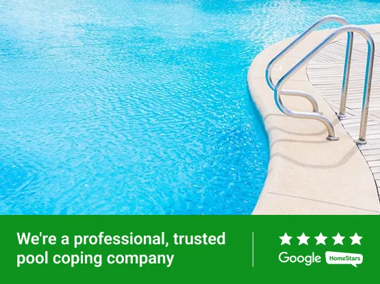 Custom stone pool coping installation in backyard renovation, photo by Oaks Home Services