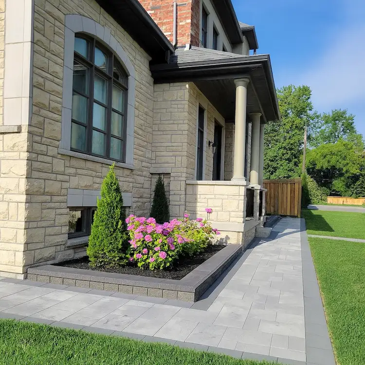 Toronto front porch with columned entry and interlock walkway, image by oakshs.ca