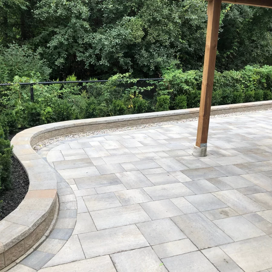Backyard interlocking services in Aurora, image by OAKS Home Services