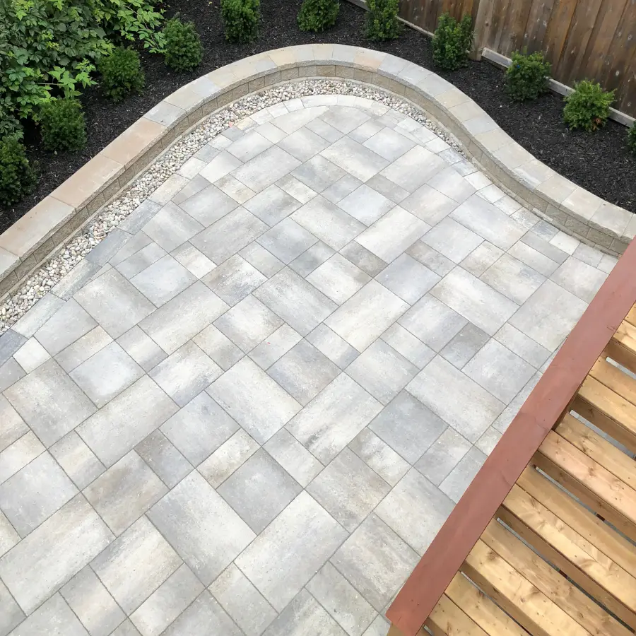 Backyard interlocking in Ontario, image by OAKS Home Services